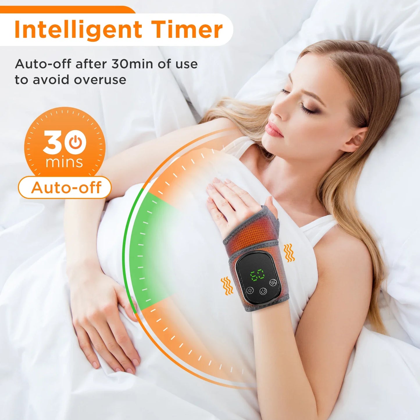Electric Wrist Brace with Adjustable Hot Compress Vibration Massage