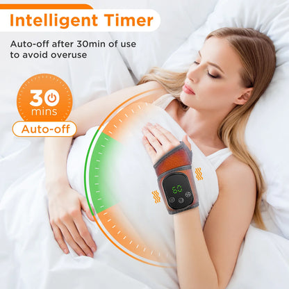 Electric Wrist Brace with Adjustable Hot Compress Vibration Massage