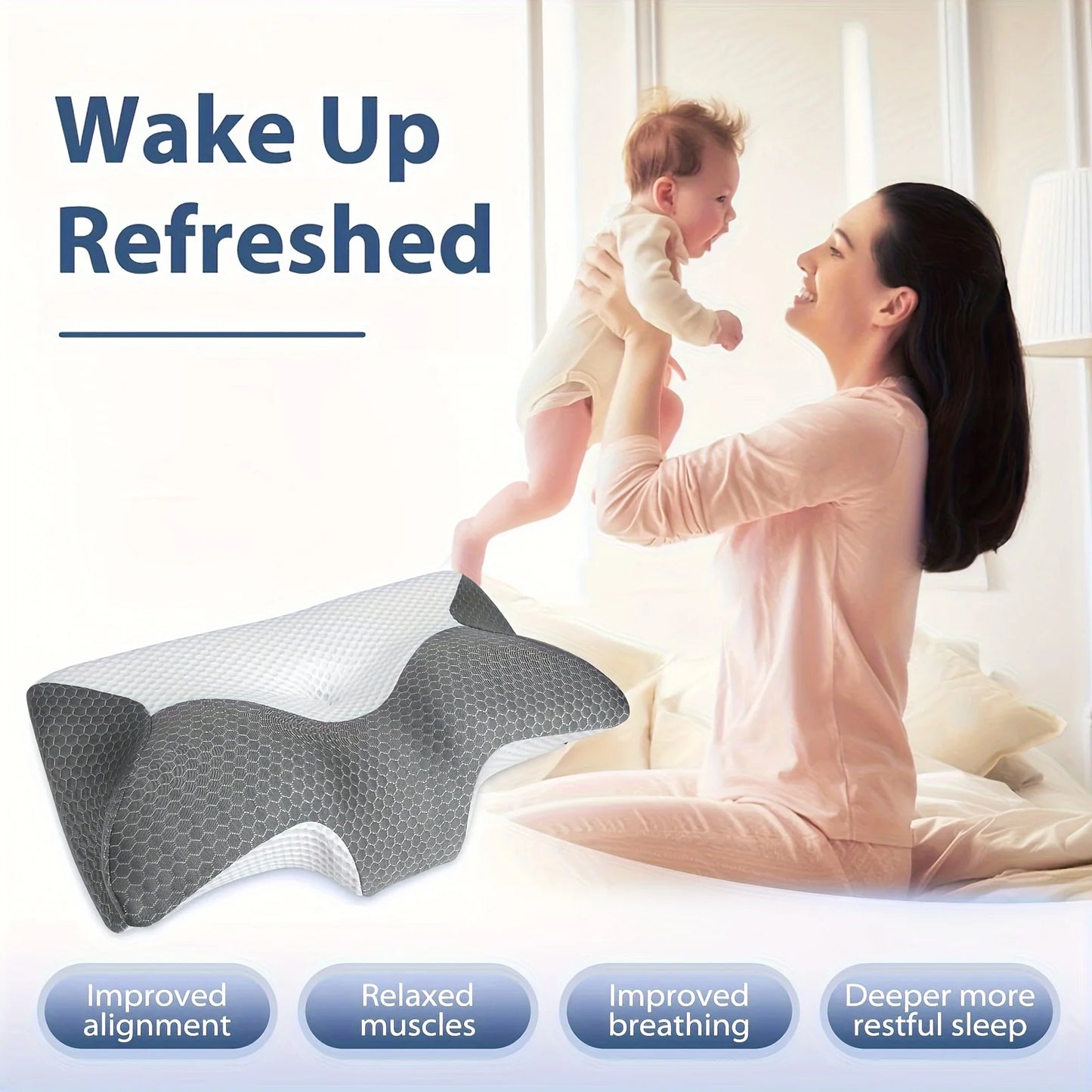 Cervical Memory Foam Pillow Pillows For Neck Shoulder Pain. Ergonomic Orthopedic Sleeping