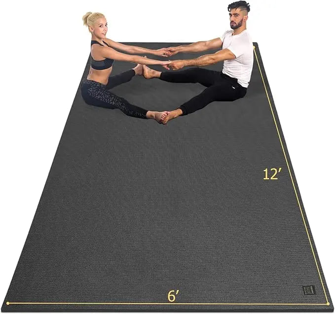 Large Yoga Mat 12'x6'/10'x6'/6'x8'(7mm), Extra Thick Workout Mats for Home Gym Flooring
