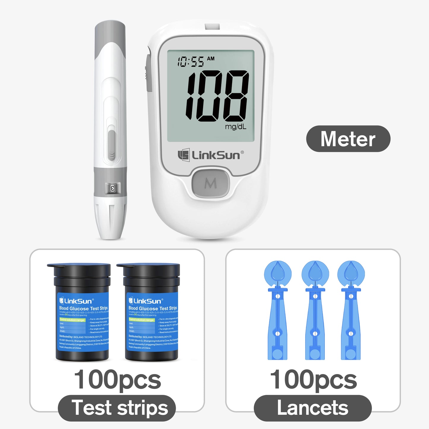 Glucometer 50/100pcs Diabetes Tester Blood Sugar Monitor Digital - Complete Kit