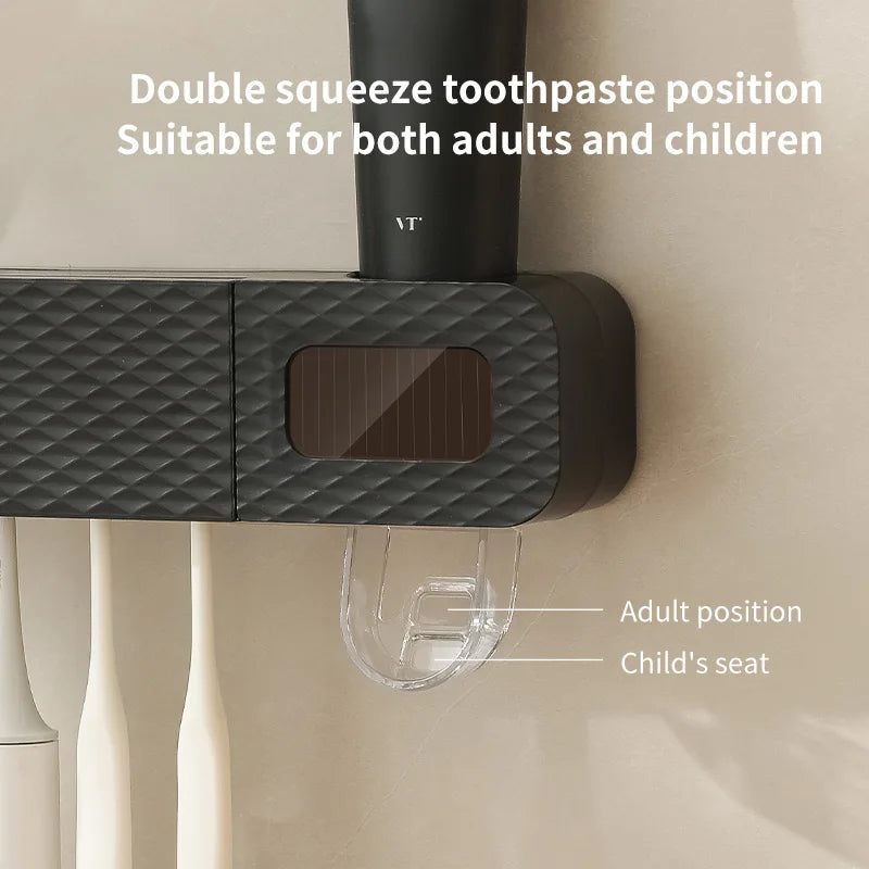 toothbrush rack wall mounted 3-slot toothbrush intelligent drying rack,