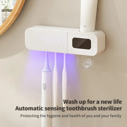 toothbrush rack wall mounted 3-slot toothbrush intelligent drying rack,
