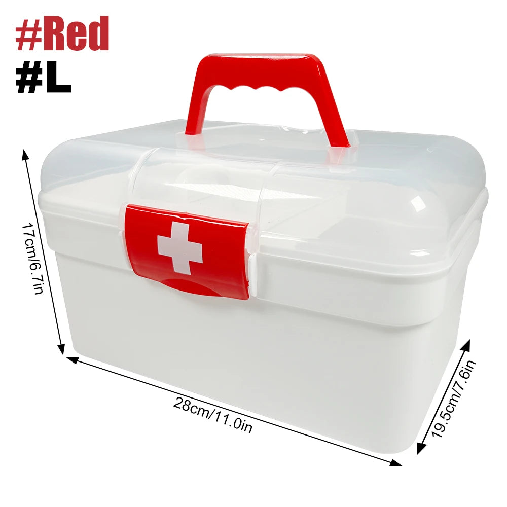1PCS 2-Tier Medicine Organizer Box with Locking Lid – Portable First Aid Kit
