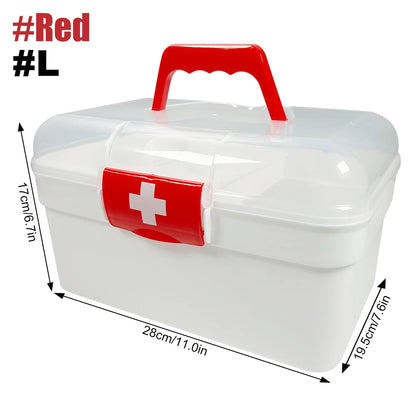 1PCS 2-Tier Medicine Organizer Box with Locking Lid – Portable First Aid Kit
