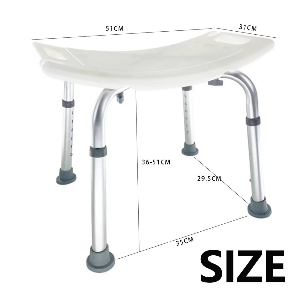 Bathing chair Anti-slip for Elderly Pregnant Women. White Aluminum Alloy Adjustable Stool