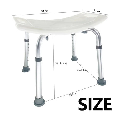 Bathing chair Anti-slip for Elderly Pregnant Women. White Aluminum Alloy Adjustable Stool