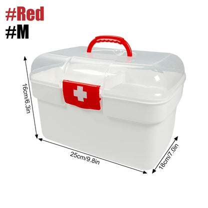 1PCS 2-Tier Medicine Organizer Box with Locking Lid – Portable First Aid Kit