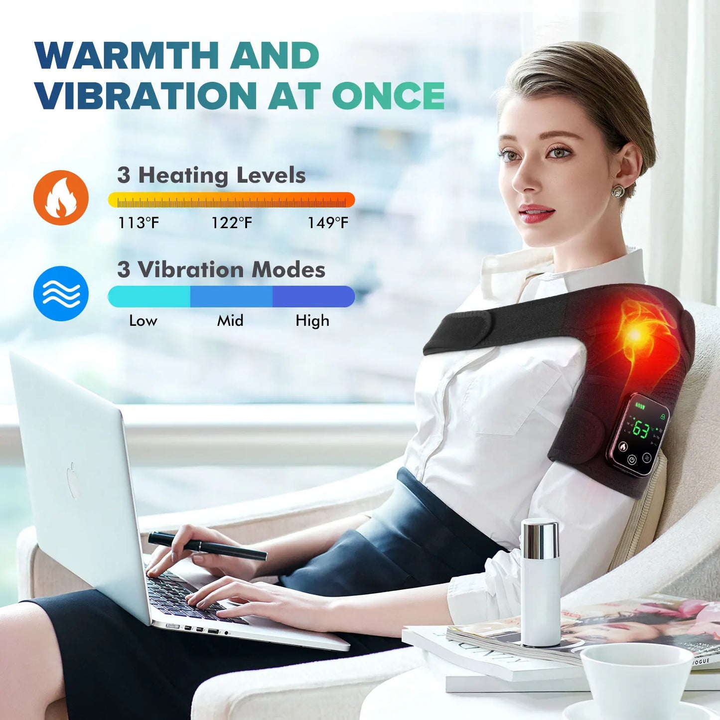 Joint Physiotherapy Hot Compress Vibration Massage for Elbow, Shoulder Support Thermal Knee Pad Relieve Arthritis