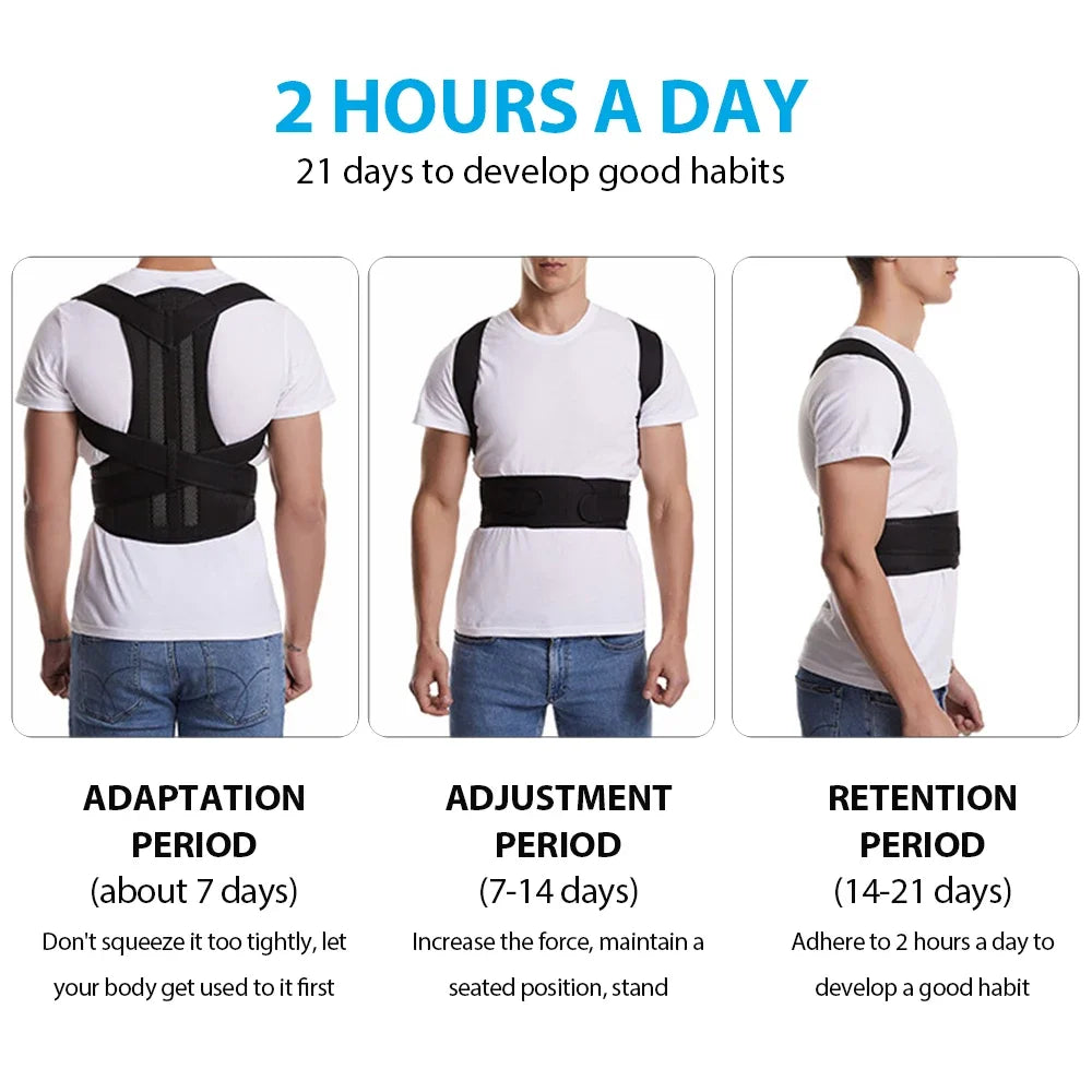 Back Brace Posture Corrector Belt and Lumbar Support, Adjustable Shoulder Posture Support for Improve Scoliosis