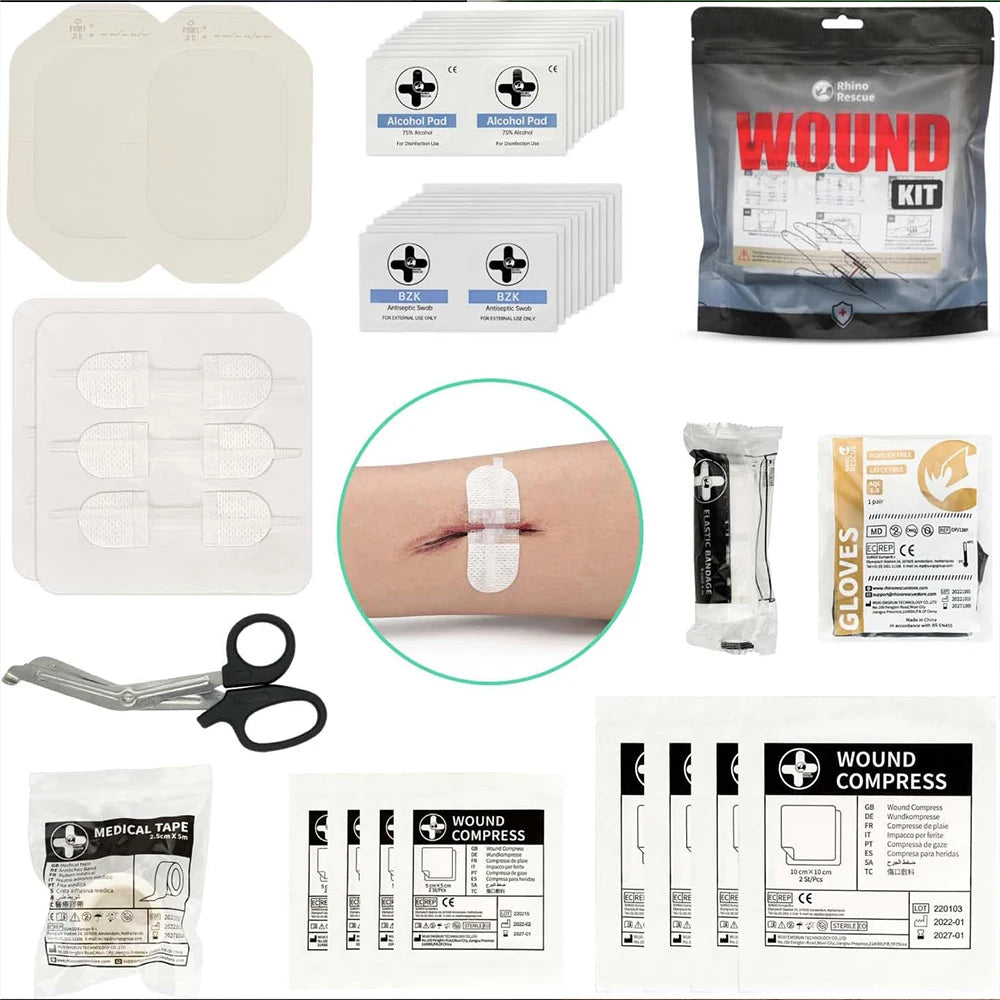 RESCUE Zip Stitch 6pcs with Wound Dressings, Wound Closure Strips,