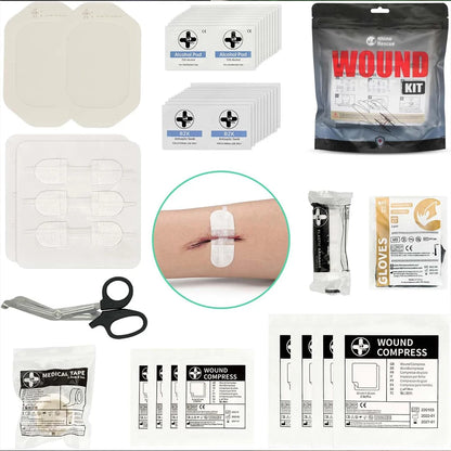 RESCUE Zip Stitch 6pcs with Wound Dressings, Wound Closure Strips,