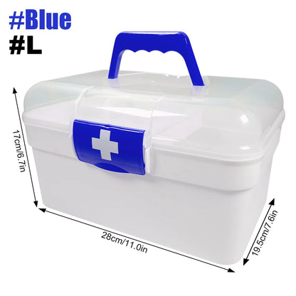 1PCS 2-Tier Medicine Organizer Box with Locking Lid – Portable First Aid Kit