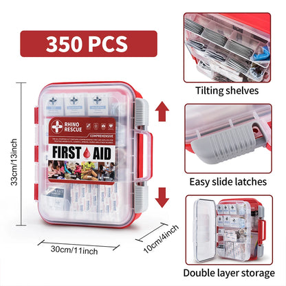 RESCUE 350 Pieces OSHA All-Purpose First Aid Kit,