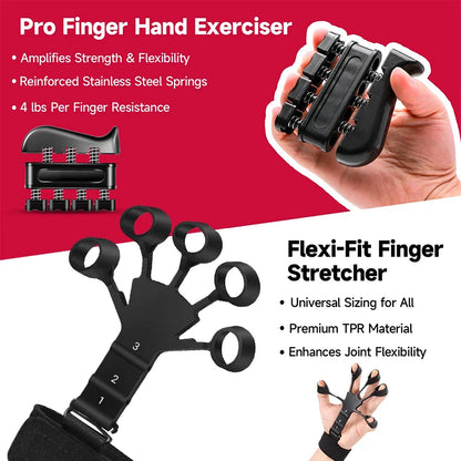 Adjustable Hand Gripper Kit (5-in-1) - Forearm & Finger Exercise, Stress Relief Ball