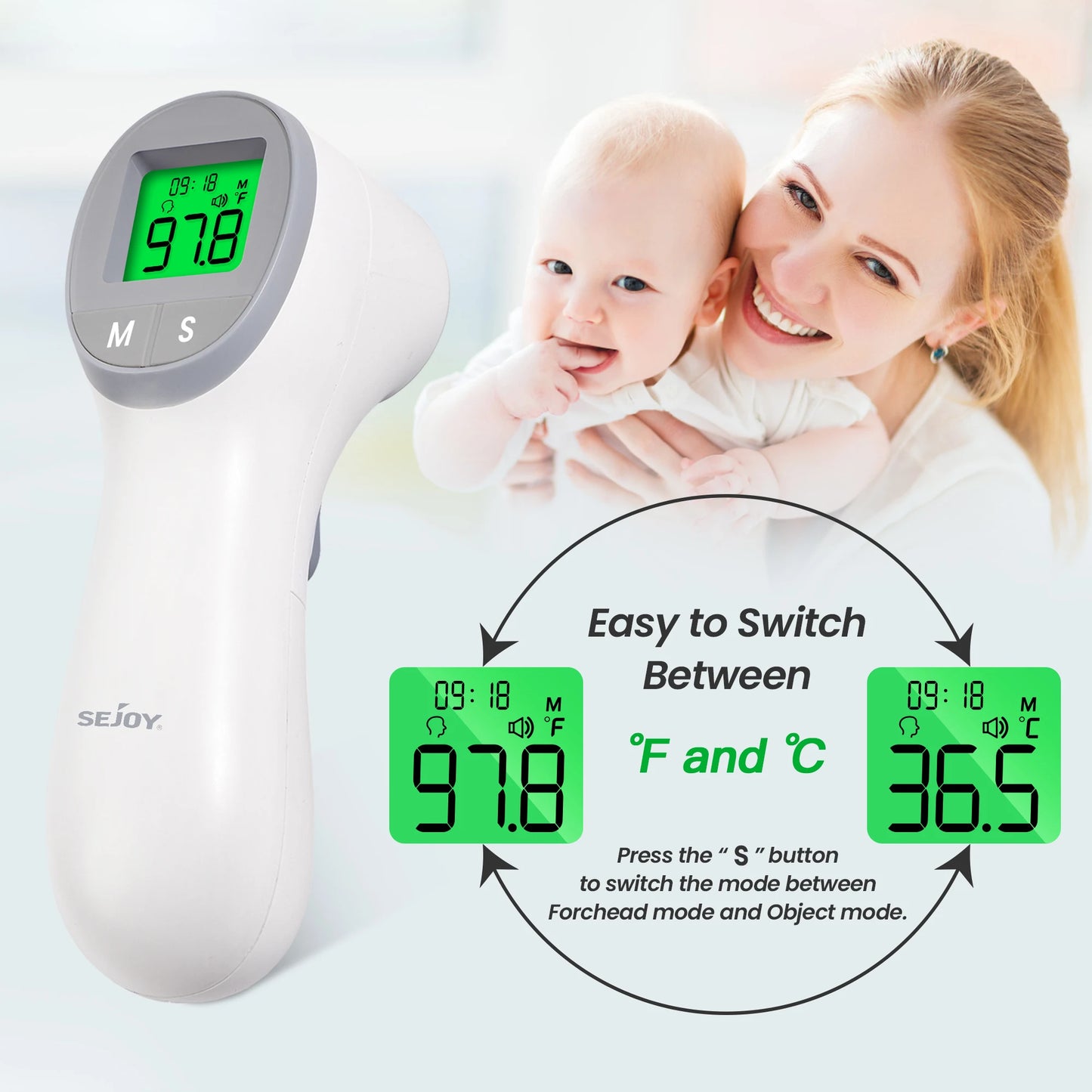 Infrared Digital Thermometer Forehead Ear Body