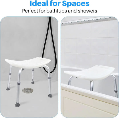 Bathing chair Anti-slip for Elderly Pregnant Women. White Aluminum Alloy Adjustable Stool