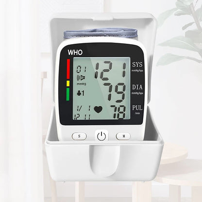 Digital Blood Pressure Monitor Wrist Tensiometer Electronic Sphygmomanometer with LCD, 2 X 90 Memory Rechargeable