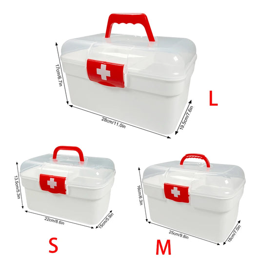 1PCS 2-Tier Medicine Organizer Box with Locking Lid – Portable First Aid Kit
