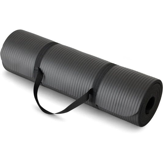 Basics 1/2 Inch Extra Thick Exercise Yoga Mat with Carrying Strap, Cushioned Support