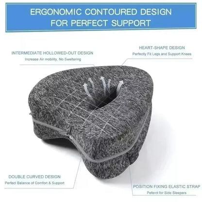 Ergonomic Side Sleeping Pillows -w/Memory Foam Knee Pillow with Strap for Side Sleeper Leg Support Cushion