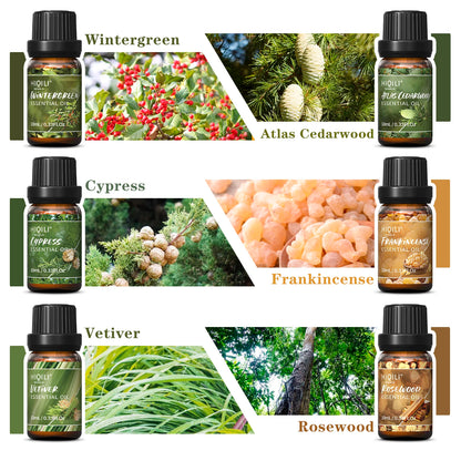 Woody Fragrance Oils Set, for Aromatherapy Diffuser Humidifier