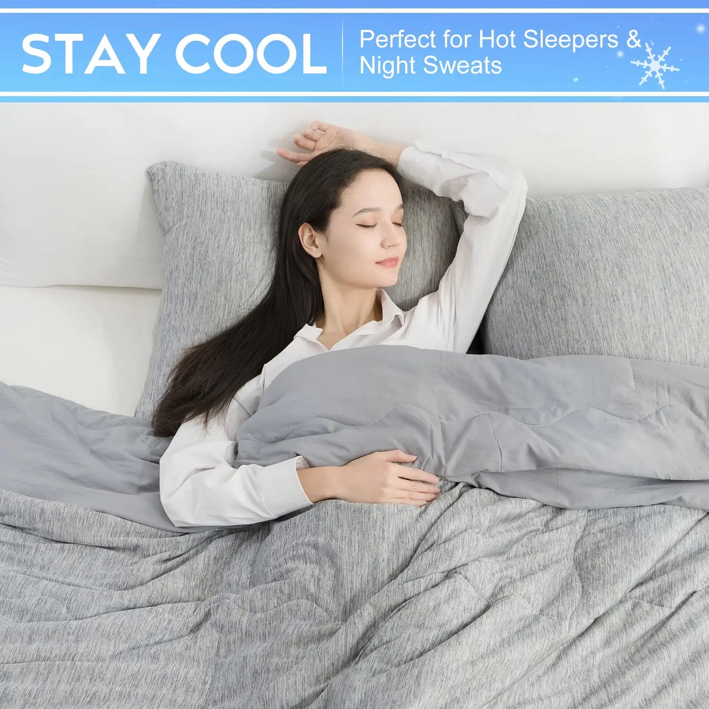 Orhopui Cooling Comforter, Cooling Blanket with Chill Cooling Fiber, for Night Sweats