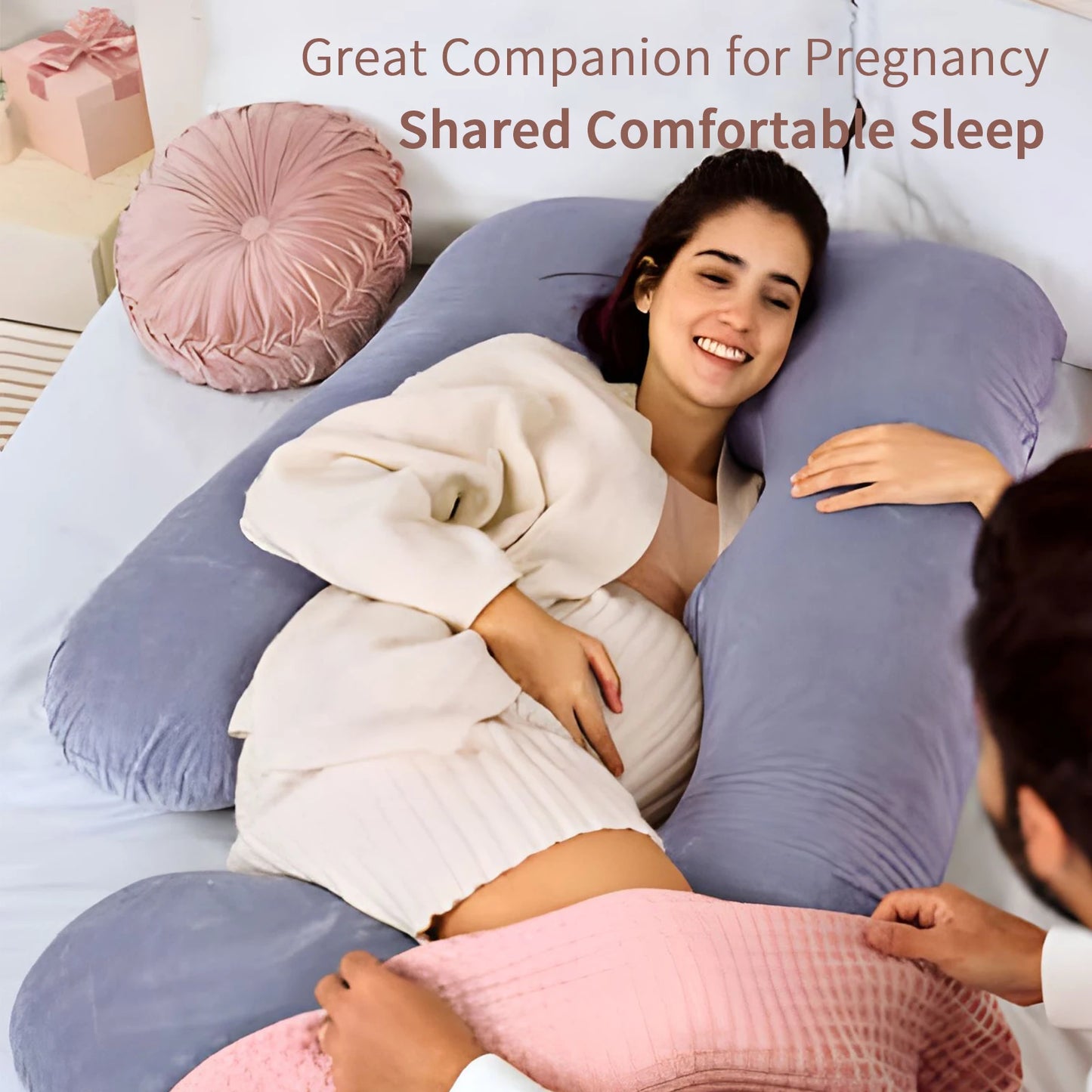 G Shaped Full Body Maternity Pillow with Removable Cover - Support for Belly for Pregnant Women