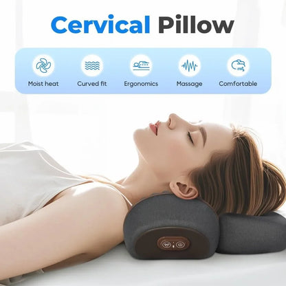 Neck Massage Pillow Heating Vibration Neck Retractor Massager Cervical Traction