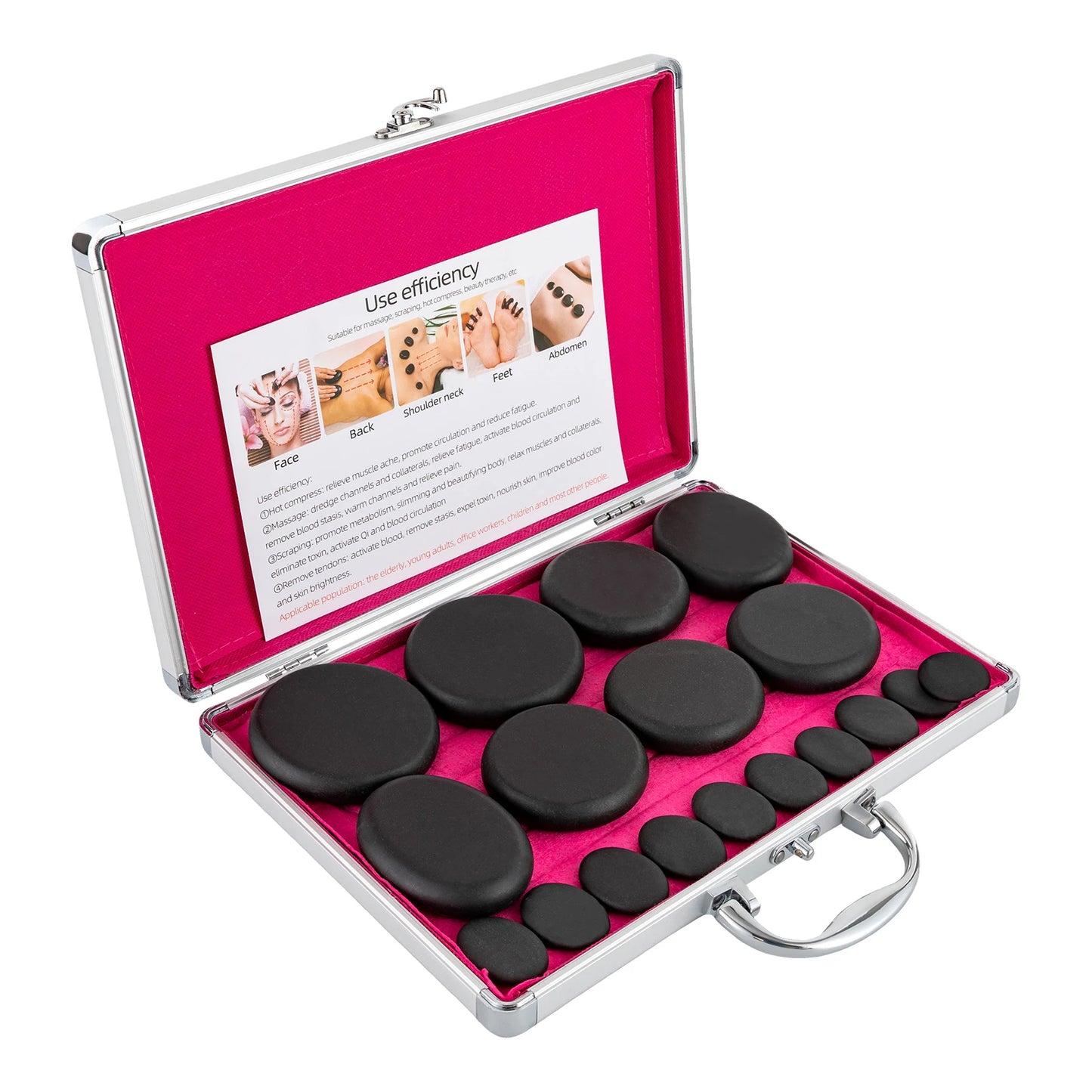 Massage Stone Heating Box Set, Includes Natural Basalt Stones, Perfect for Hot Stone Therapy, Spa, and Home Relaxation