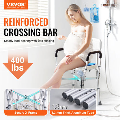 Shower Chair Adjustable Height Bench Bath Chair for Elderly Disabled Shower Chair supports 400/350lb
