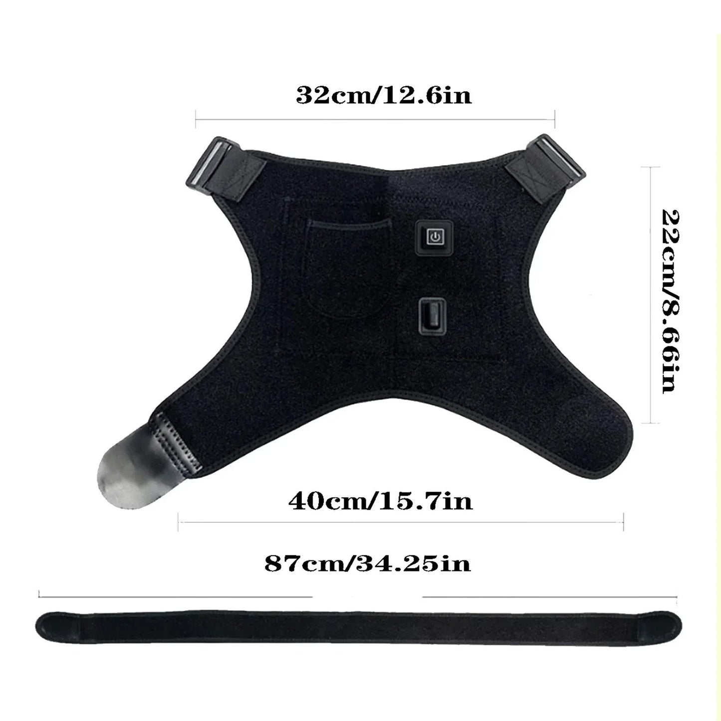 USB Heated Shoulder Brace Rotator Cuff Support Pain Relief Adjustable Left/Right
