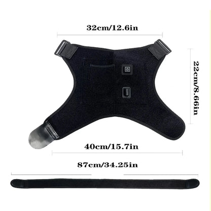 USB Heated Shoulder Brace Rotator Cuff Support Pain Relief Adjustable Left/Right
