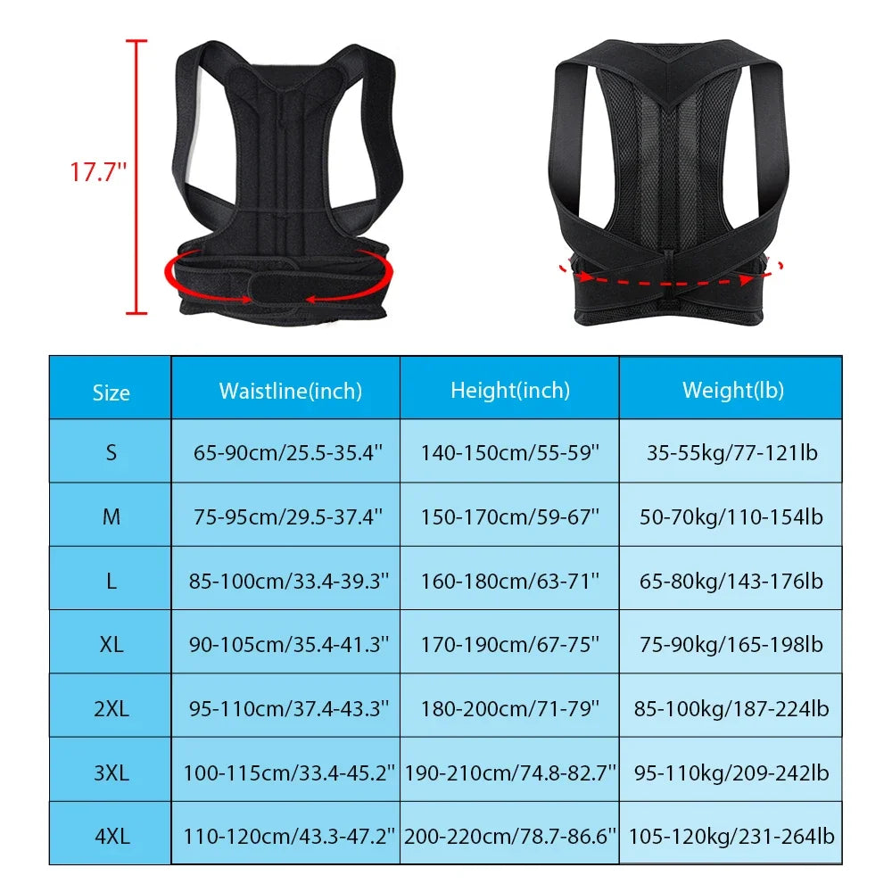 Back Brace Posture Corrector Belt and Lumbar Support, Adjustable Shoulder Posture Support for Improve Scoliosis