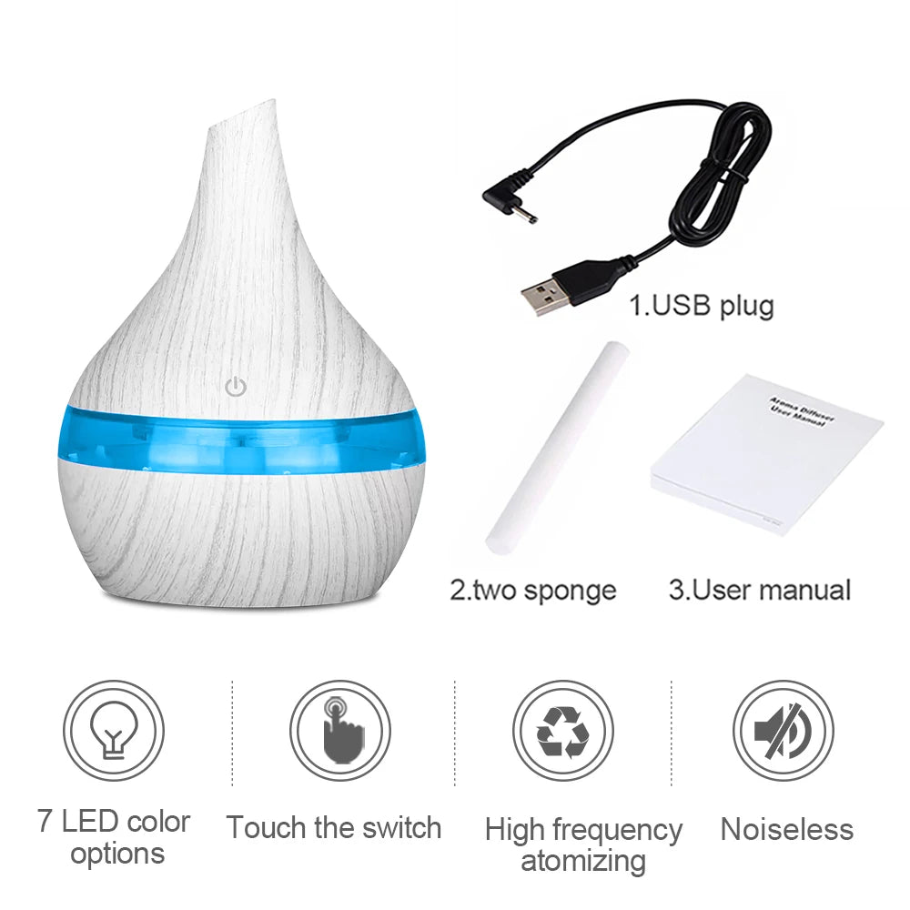 300ml USB Essential Oil Diffusers Ultrasonic Air Humidifier