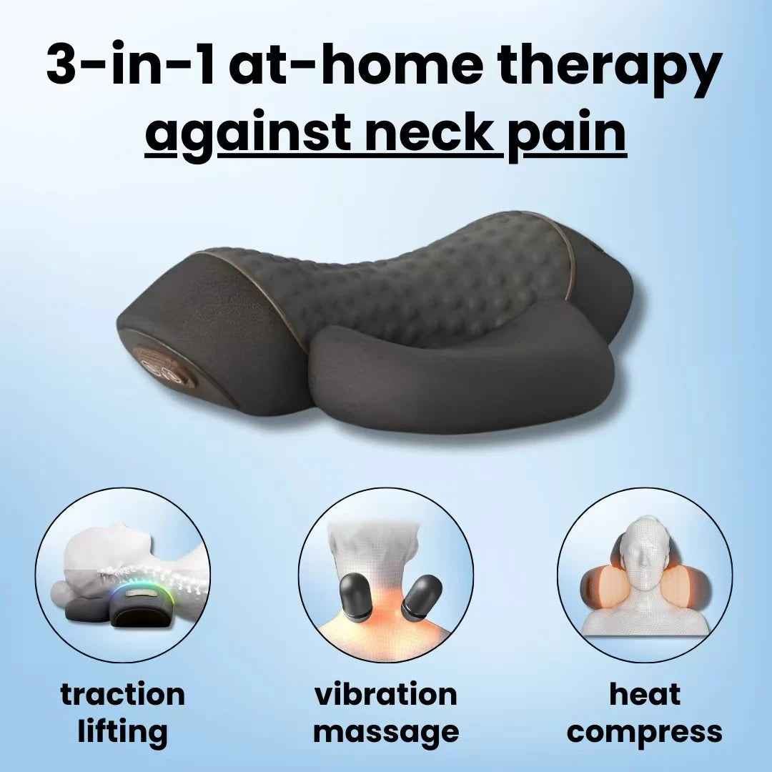 Neck Massage Pillow Heating Vibration Neck Retractor Massager Cervical Traction