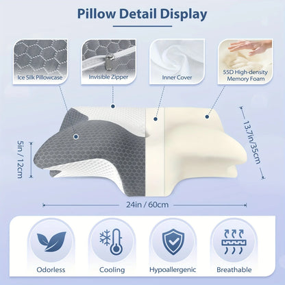 Cervical Memory Foam Pillow Pillows For Neck Shoulder Pain. Ergonomic Orthopedic Sleeping