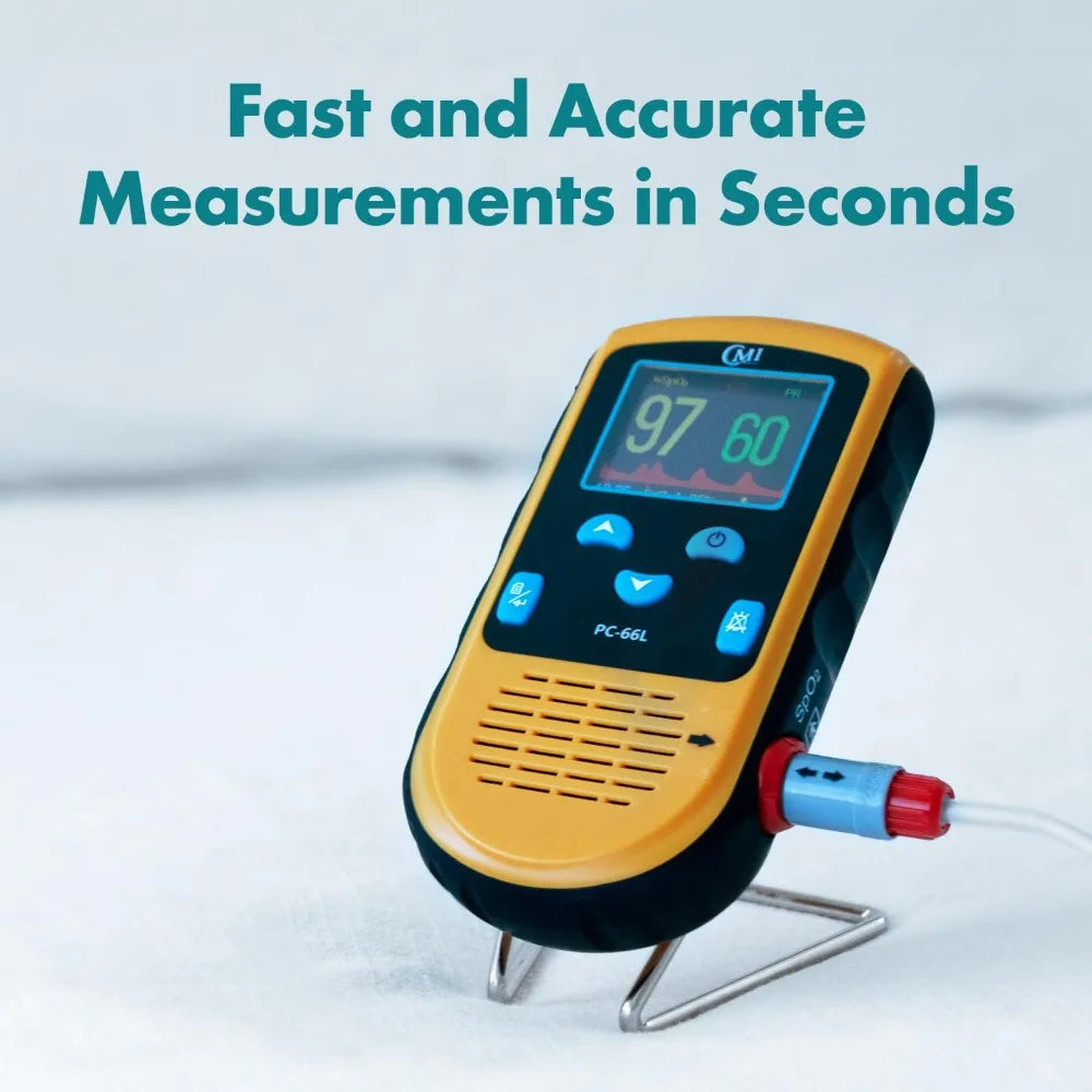 Rechargeable Pulse Oximeter - Adult Finger Sensor for Continuous Monitoring & Spot-Checking