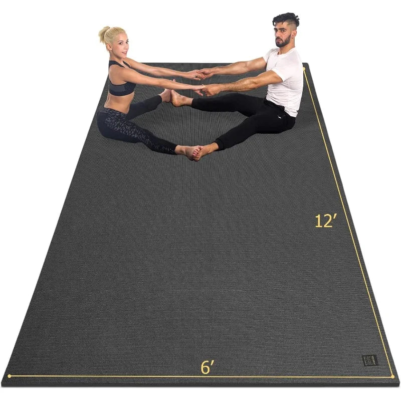 Large Yoga Mat 12'x6'/10'x6'/6'x8'(7mm), Extra Thick Workout Mats for Home Gym Flooring