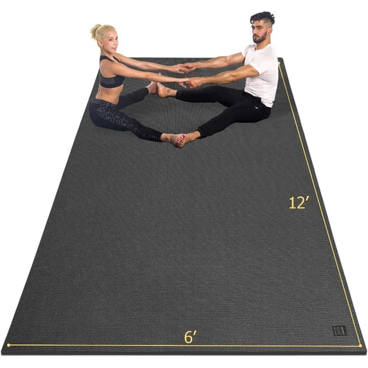 Large Yoga Mat 12'x6'/10'x6'/6'x8'(7mm), Extra Thick Workout Mats for Home Gym Flooring