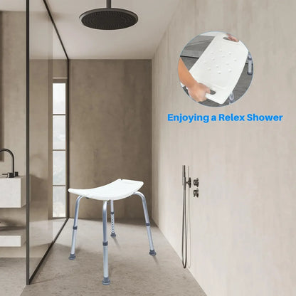 Bathing chair Anti-slip for Elderly Pregnant Women. White Aluminum Alloy Adjustable Stool