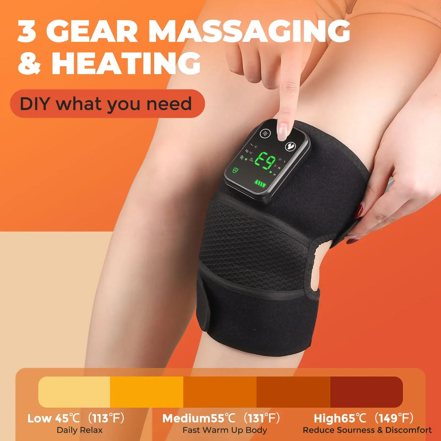 Electric Heated Vibration Knee Massage Physiotherapy Pad 3 in 1 Massager