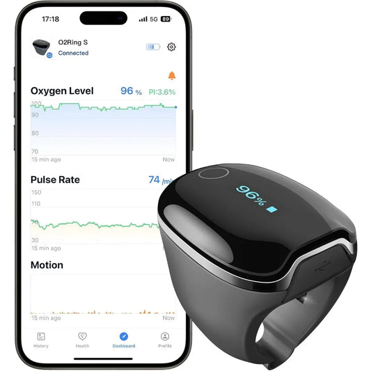 Upgraded O2 Ring-S Oxygen Monitor with Vibration Reminder, Bluetooth Pulse Oximeter