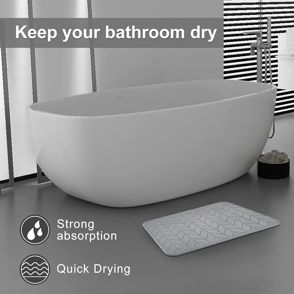 Earth Bathmat Nonslip Fast Drying Stone Shower Mat Super Absorbent