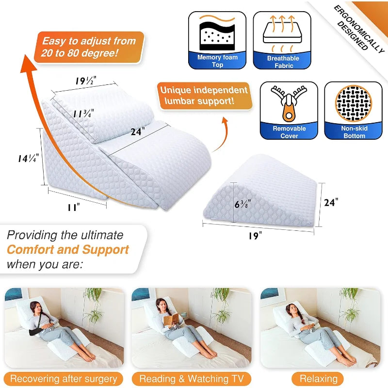 Back Support for Sleeping, Memory Foam Wedge for Lower Back